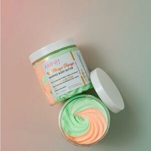 Amnh Mango Papaya Whipped Body Butter - Mint Green & Peach Swirl